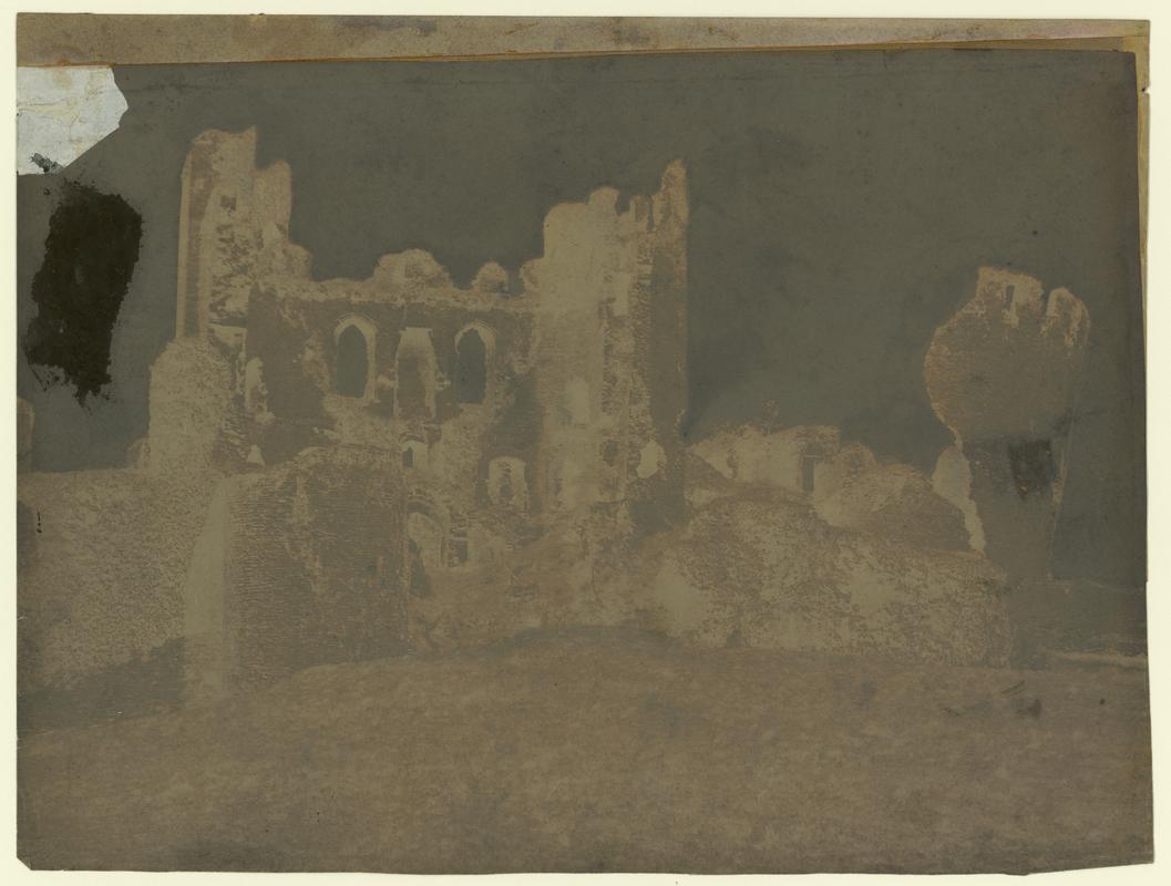 Wax paper calotype negative. Caerphilly Castle - S. View (1855-1860)