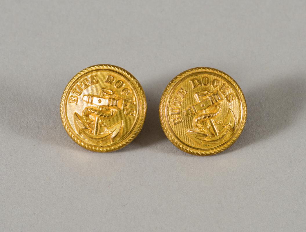 Bute Docks Co. uniform buttons, from the former Harbourmaster of the Bute Docks.