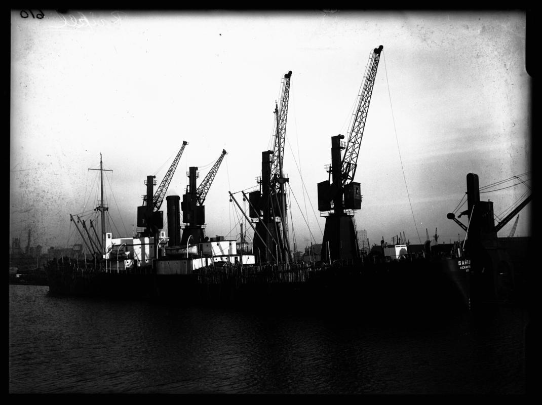 3/4 Port stern view of S.S. BAIKEL, Cardiff Docks 1936-1937