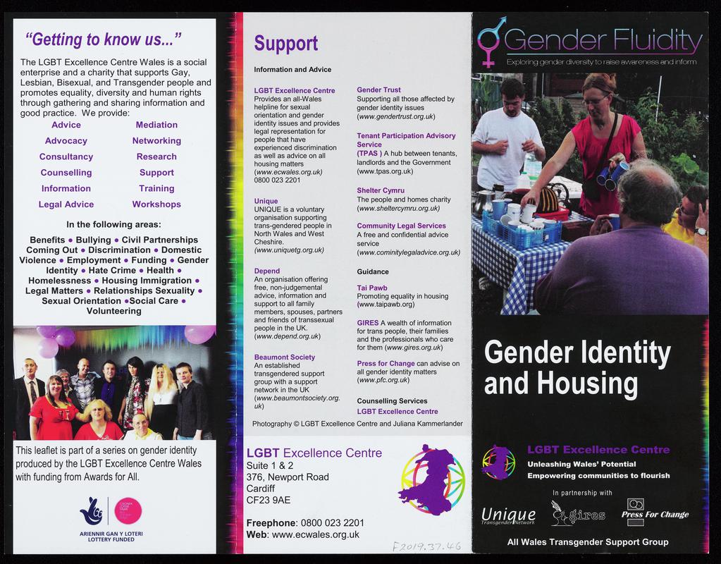 LGBT Excellence Centre leaflet 'Gender Fluidity. Gender Identity and Housing'.