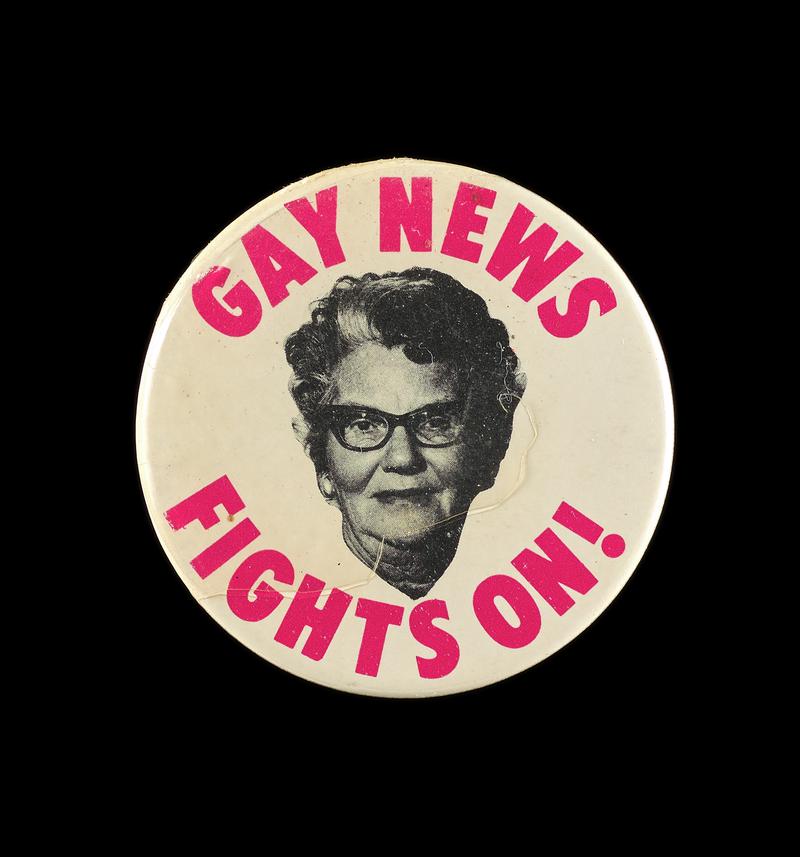Badge 'Gay News Fights On'