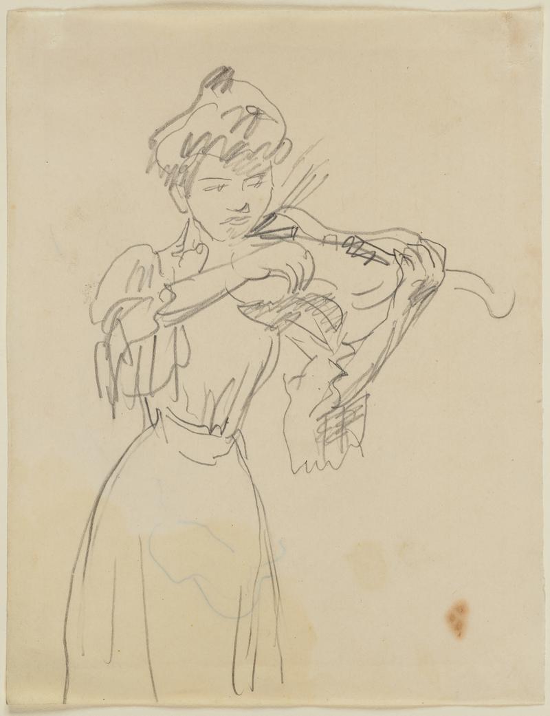 Woman Standing Playing Violin