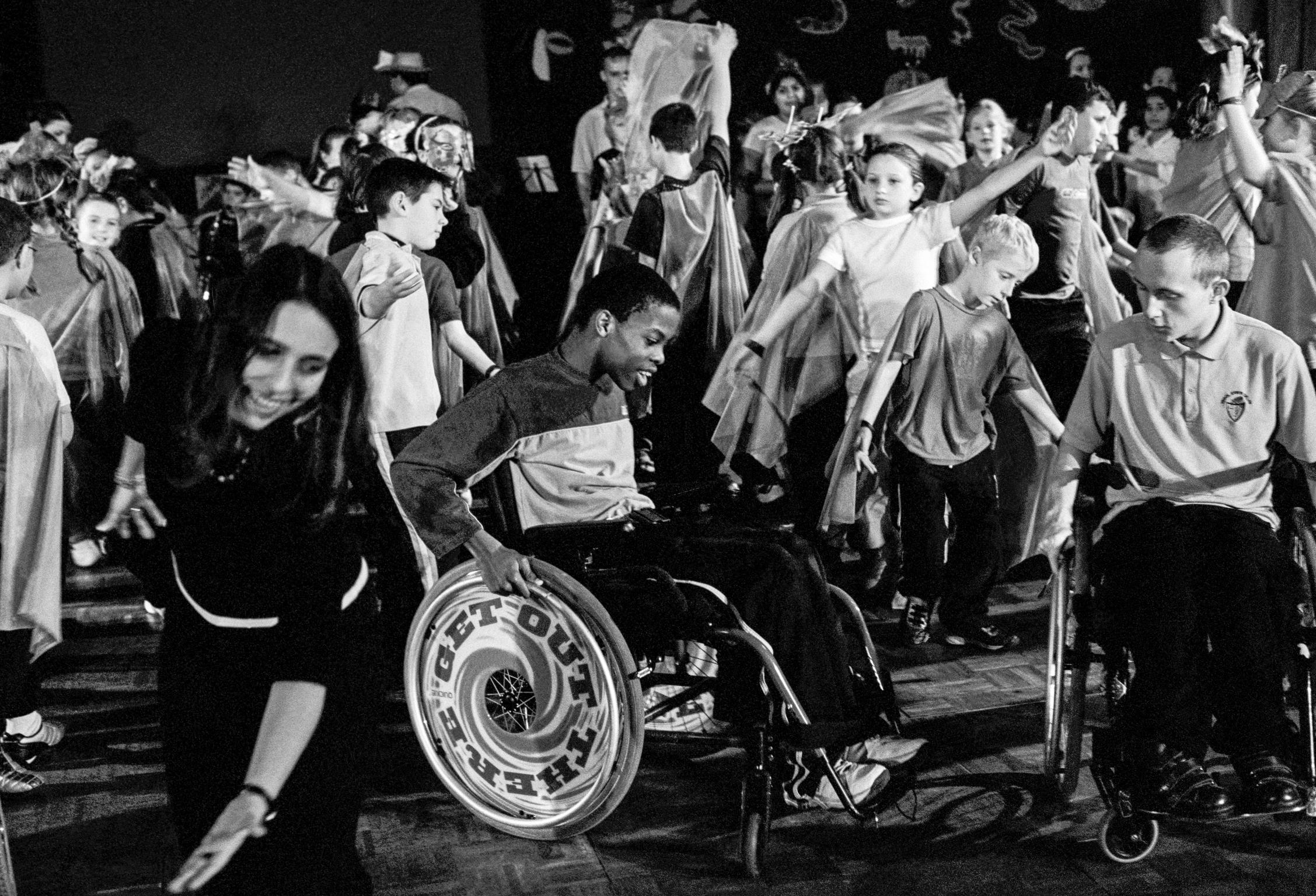 Patua Dance Company working with disabled children at the City Hall. Cardiff, Wales