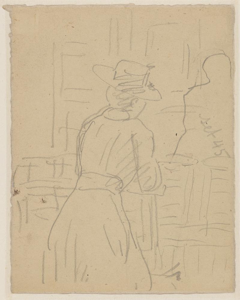 Seated girl in church