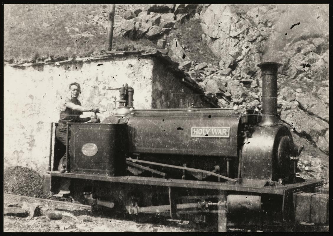 Modern copy of photograph showing part of the HOLY WAR locomotive at the Dinorwig Quarries, Llanberis in the 1950's.