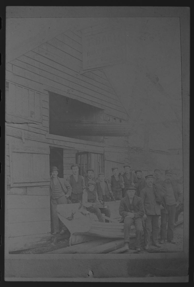 Premises of T. Baker, boatbuilder on the Glamorgan Canal at the old sea lock near James Street, Butetown.