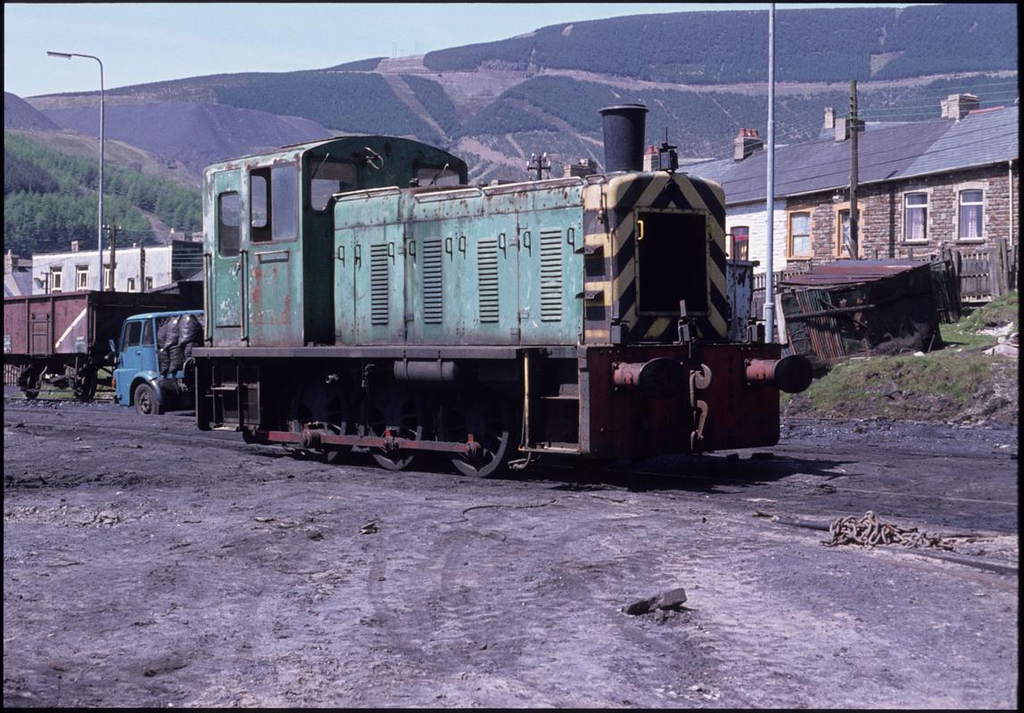 Colour film slide showing a locomotive at Ocean Colliery.