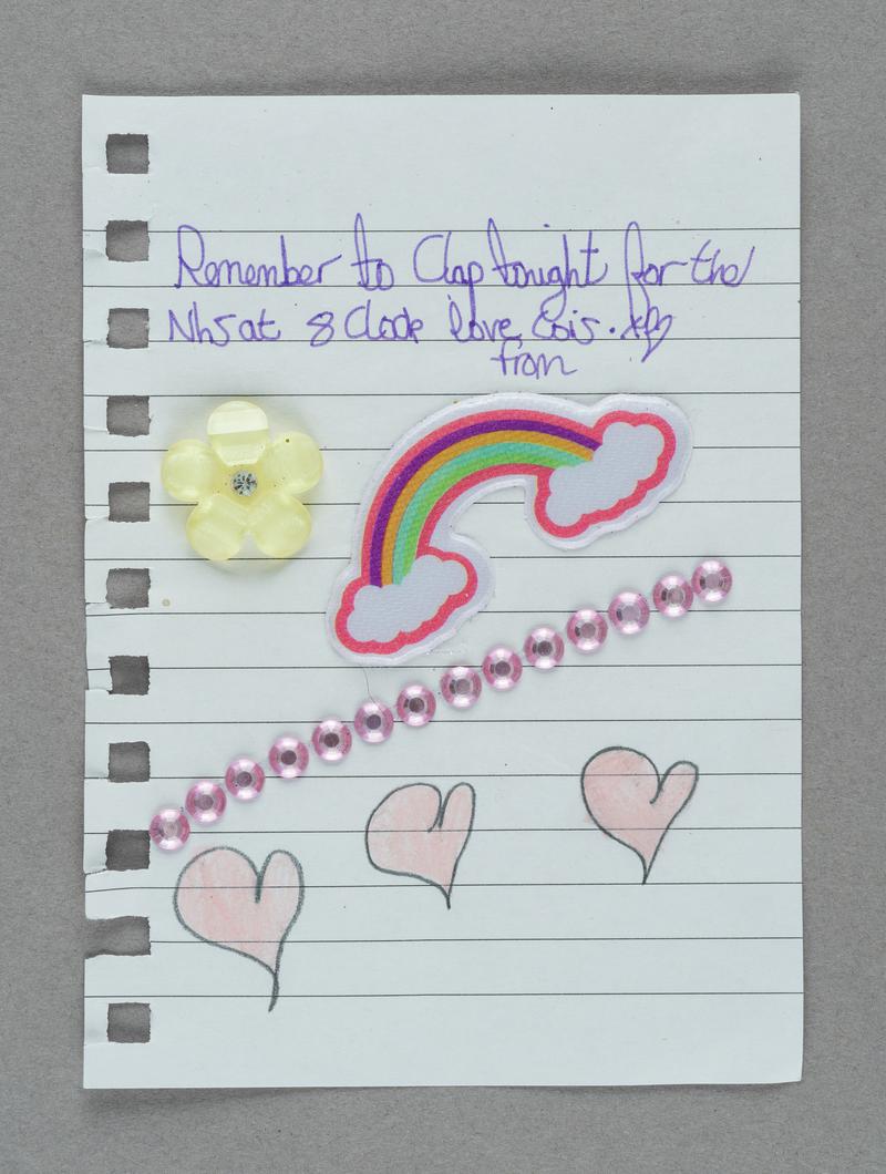 Decorated note. With a Rainbow sticker