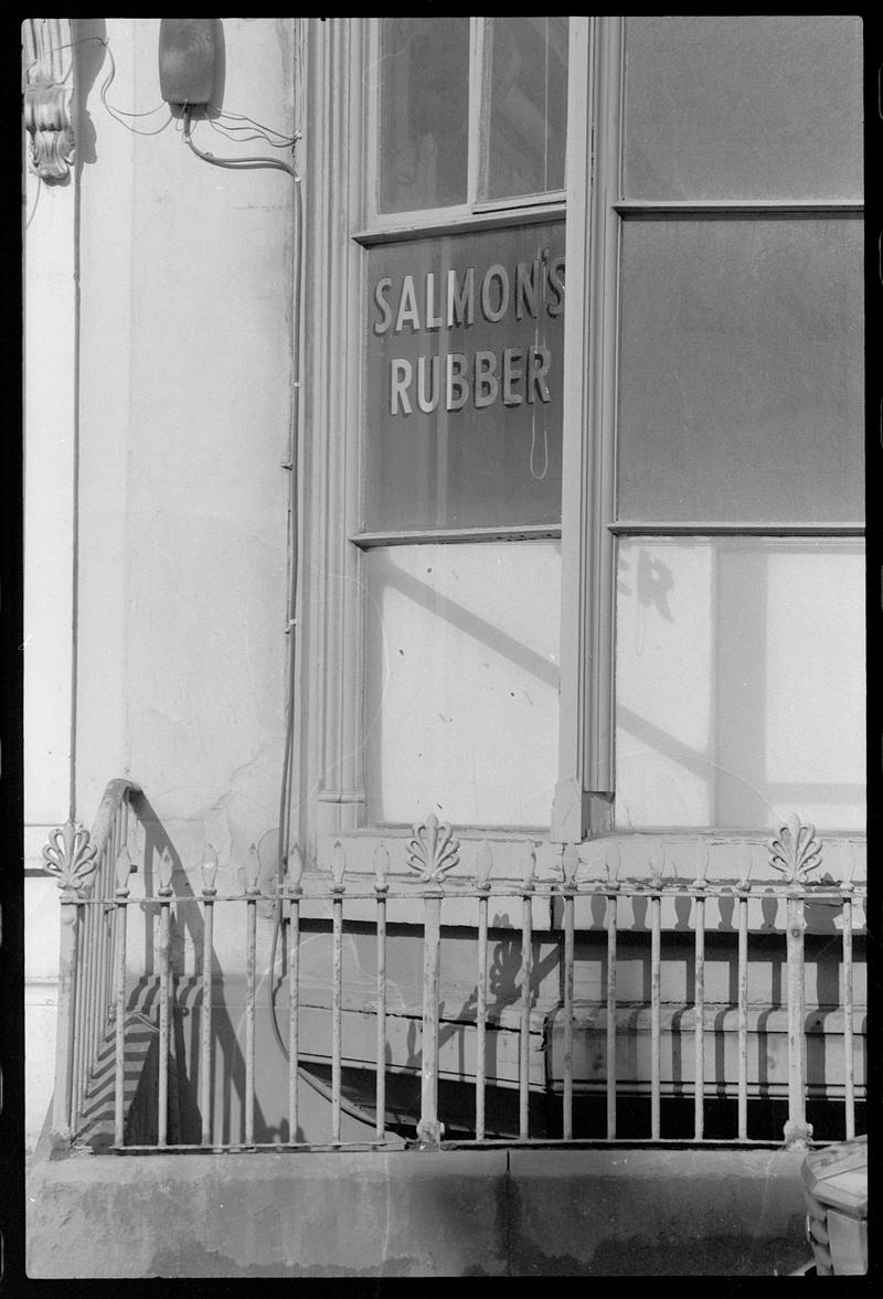 Window of Salmon's Rubber Co., Bute Street.