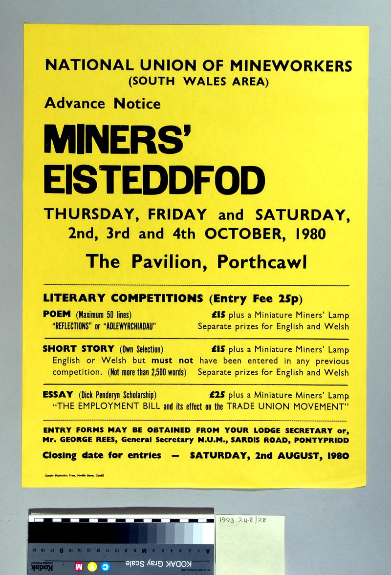 Poster for Miner's Eisteddfod, Porthcawl