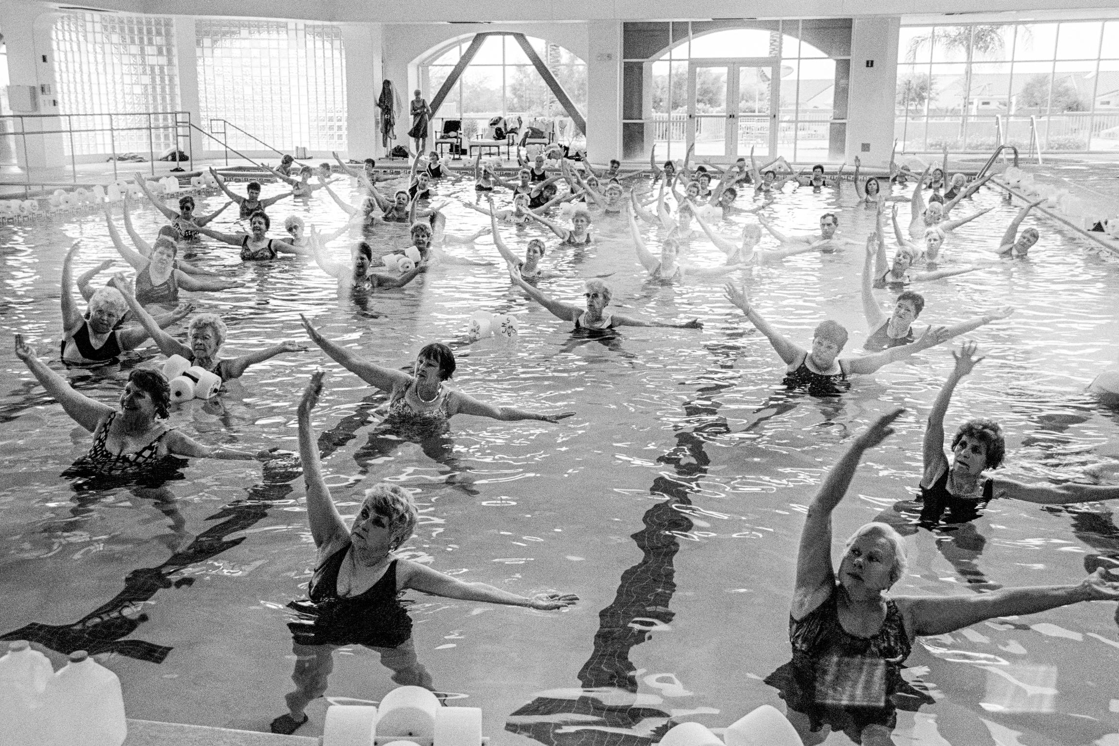 Pool Exercise. A positive aspect of American seniors is their realisation that the correct exercise is not only useful to prolong active life but is also fun. Arizona USA
