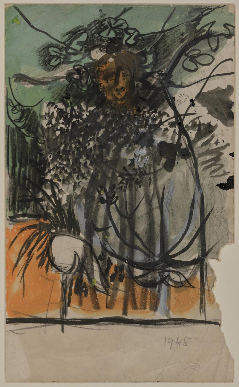 Animal looking over a hedge