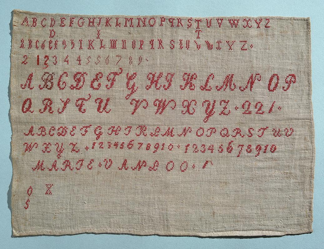 Sampler (alphabet), made in Belgium, c. 1860