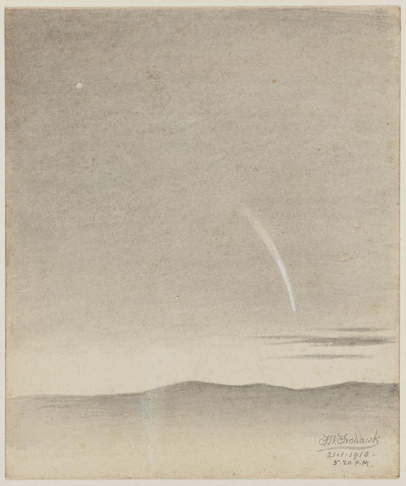 The new comet as seen by the naked eye, 5.20pm January 21st 1910 at Rayleigh, Essex