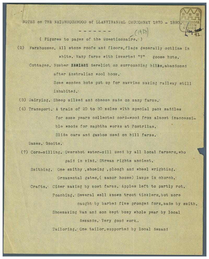 Questionnaire, 1937