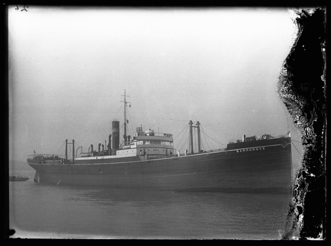 Starboard broadside view of S.S. BARRGROVE, c.1936.