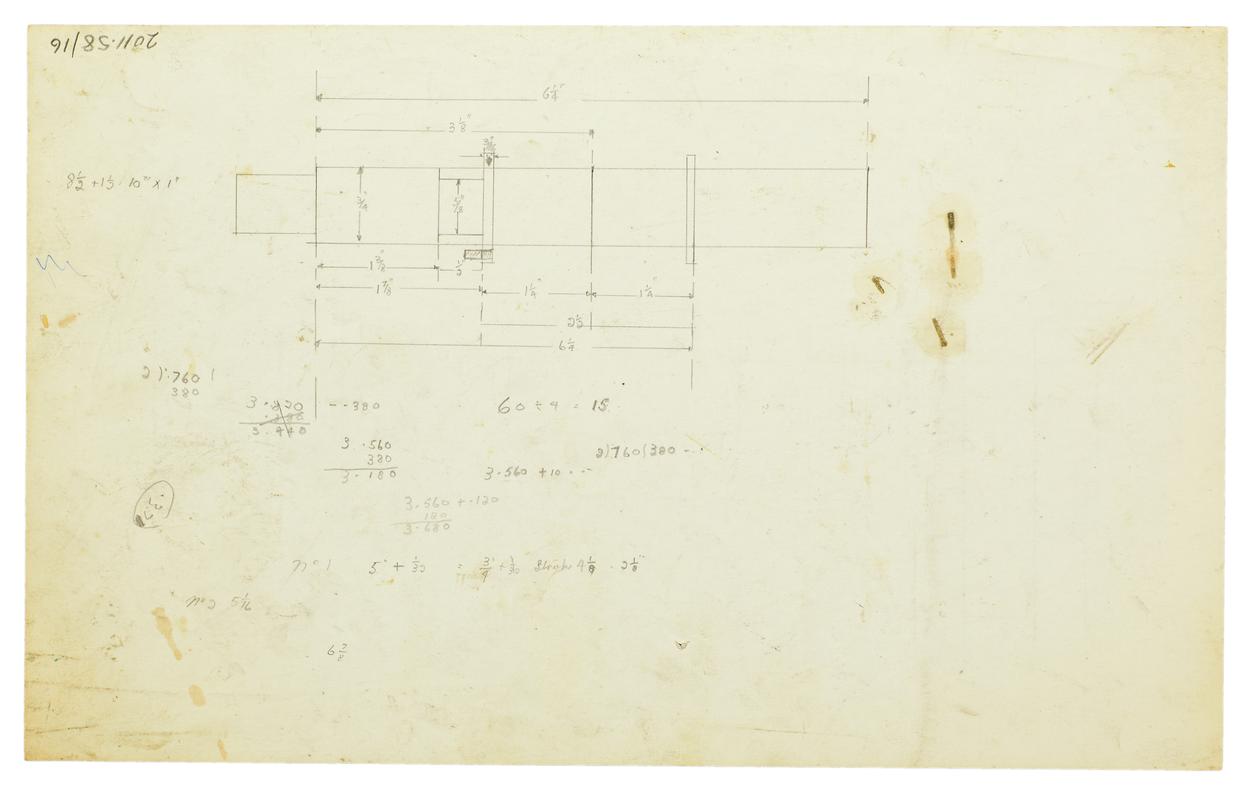 Marine engine model, technical drawing