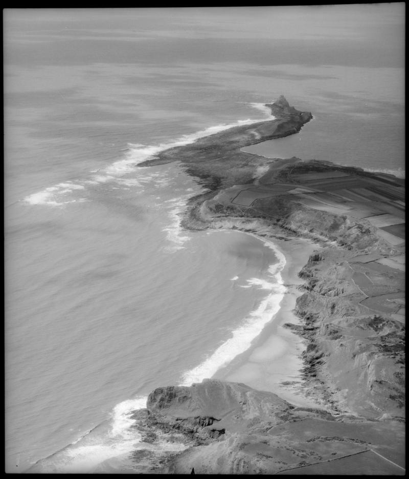 Aerial view of Worm's Head, Gower.