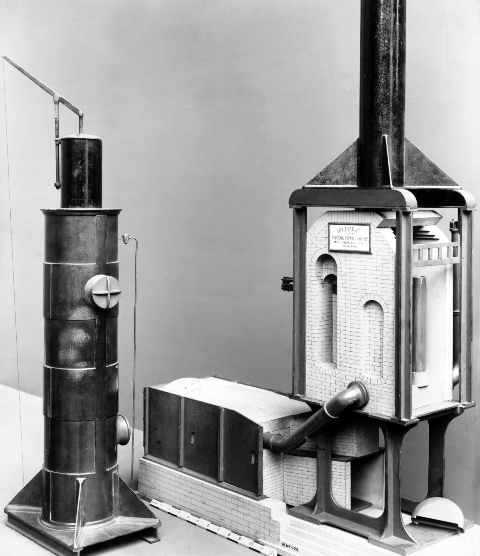Sectional model of a puddling furnace