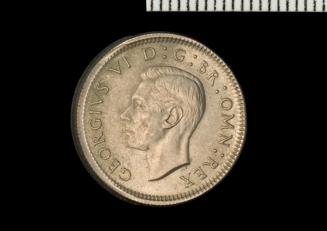 George VI sixpence (mis-struck)