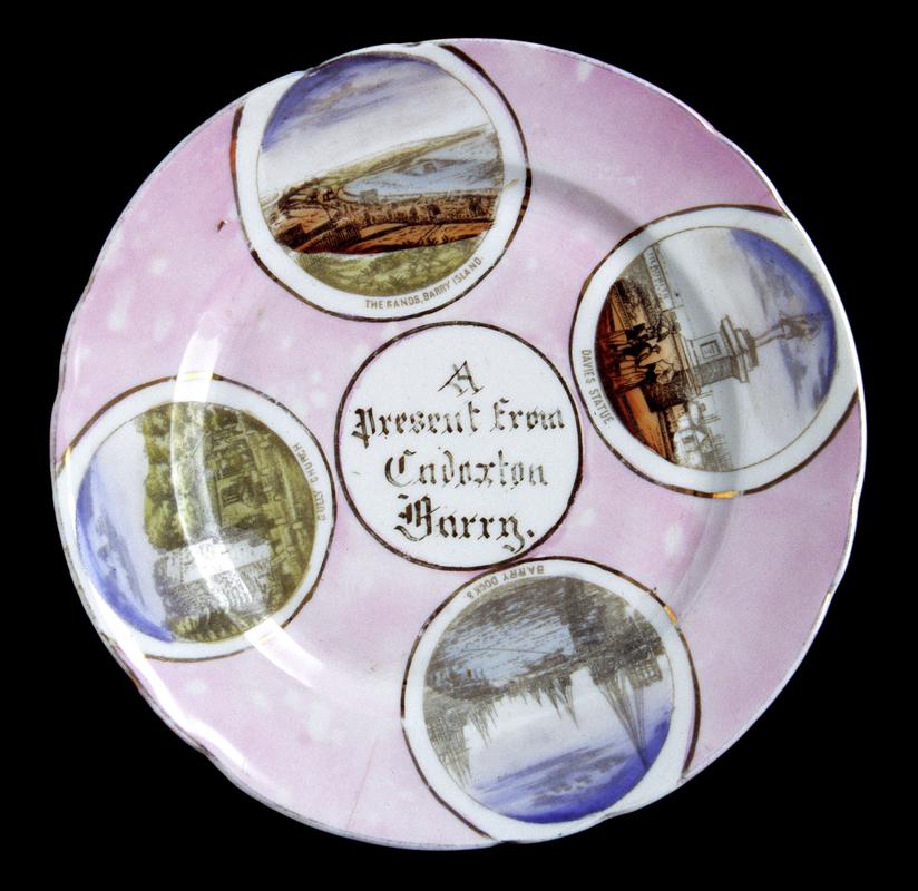 Souvenir plate from Barry, c .1900