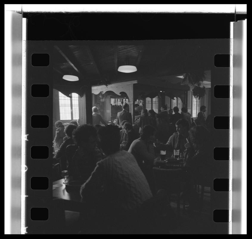 People eating lunch at the Dowlais Pub.