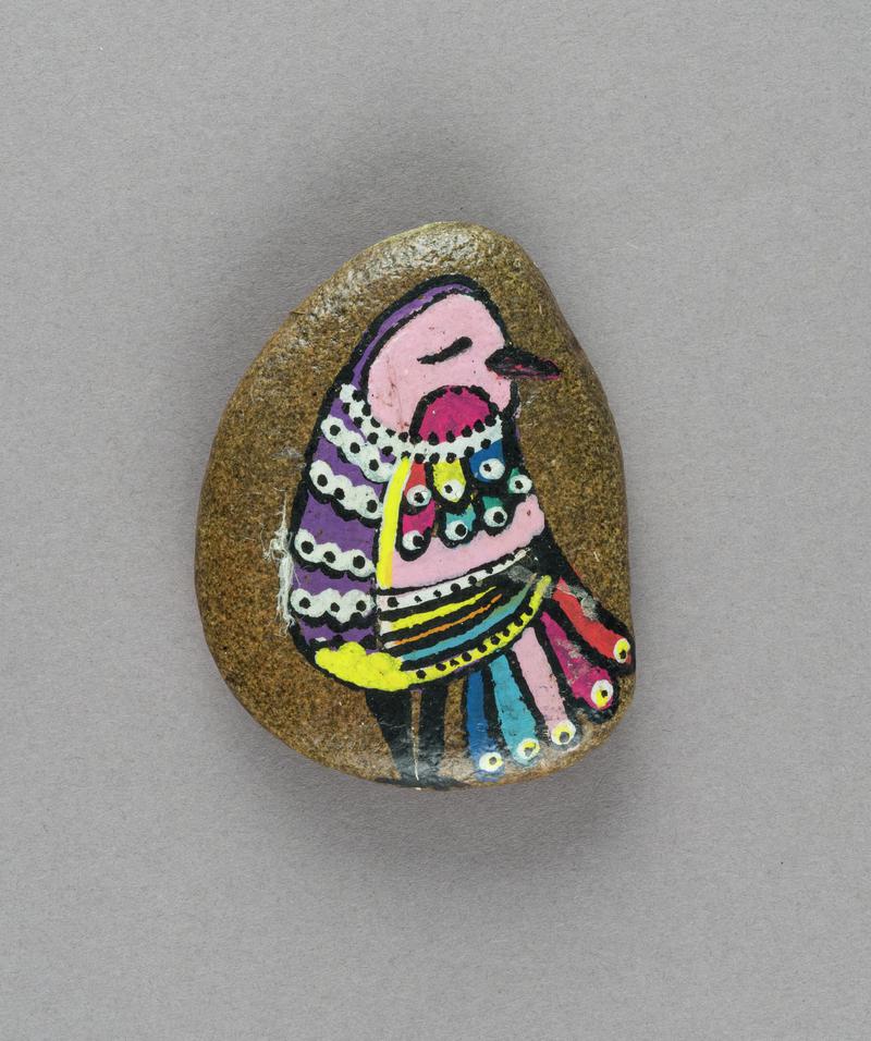 Painted stone - Colourful bird