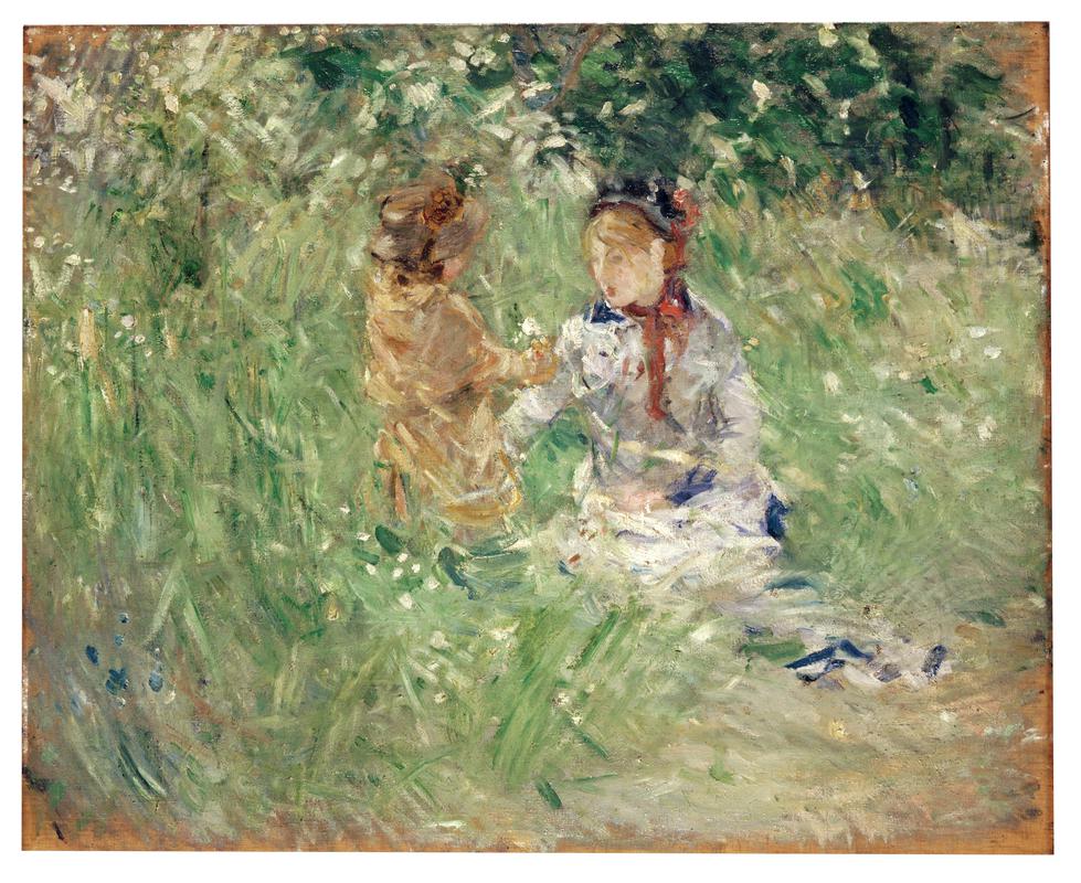 Woman and Child in a meadow at Bougival