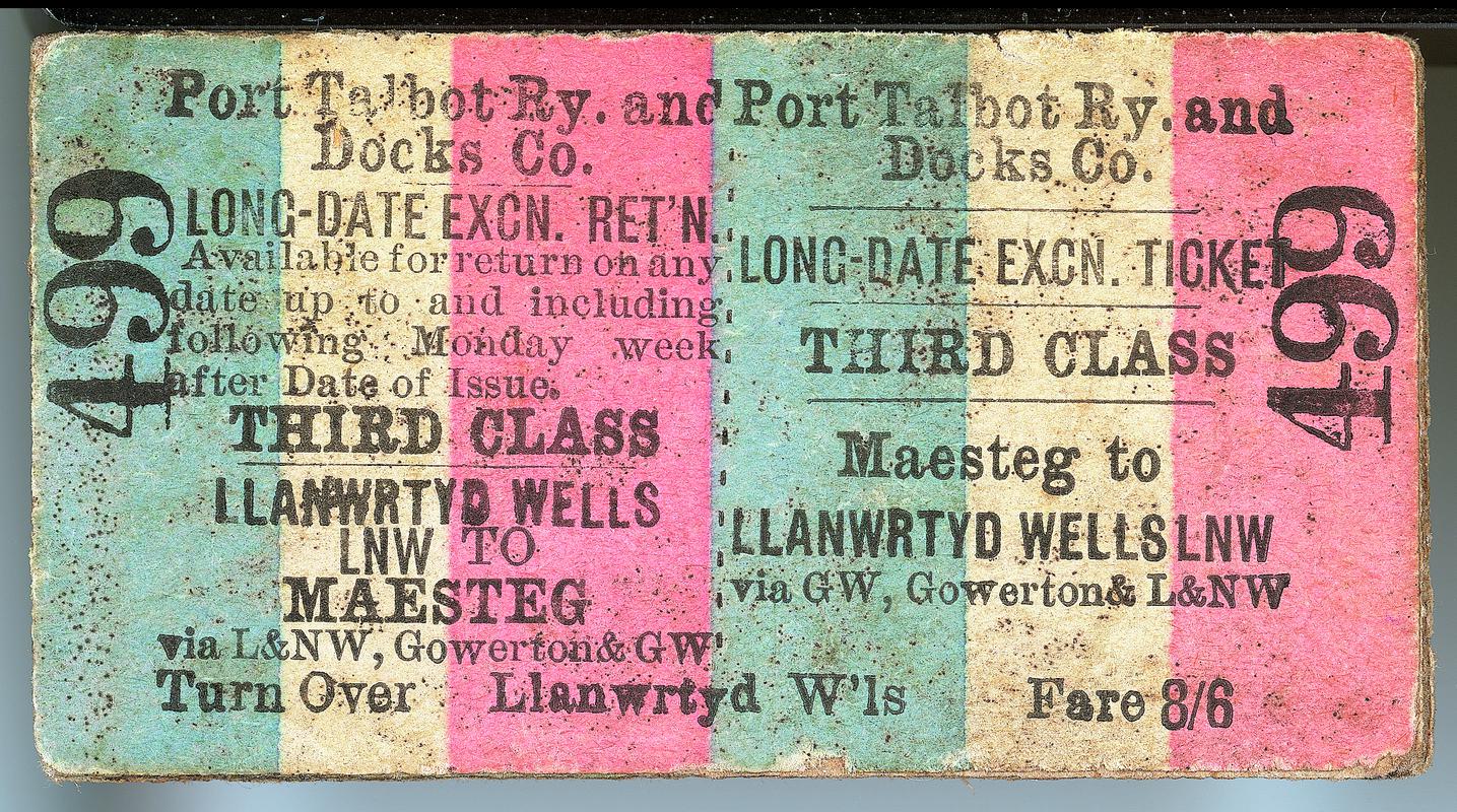 Port Talbot Railway & Docks Company Ticket (front)