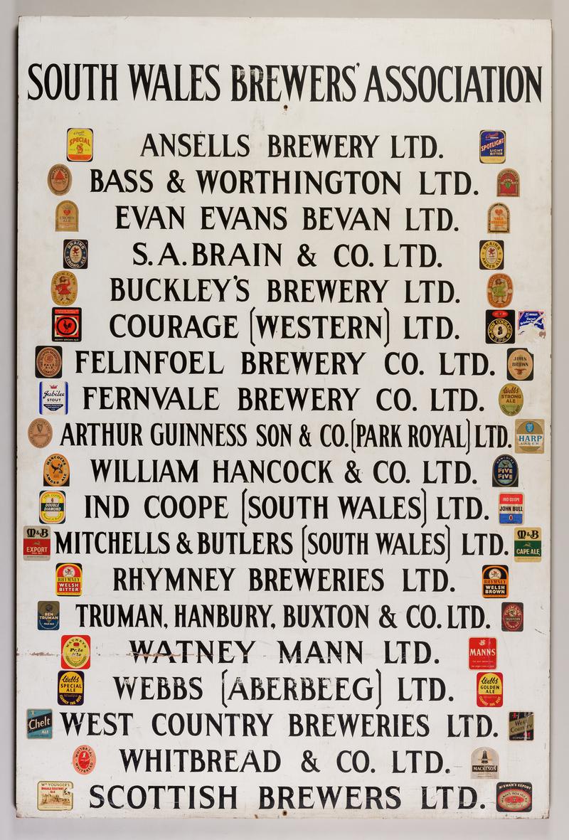 South Wales Brewers' Association panel with list of members.