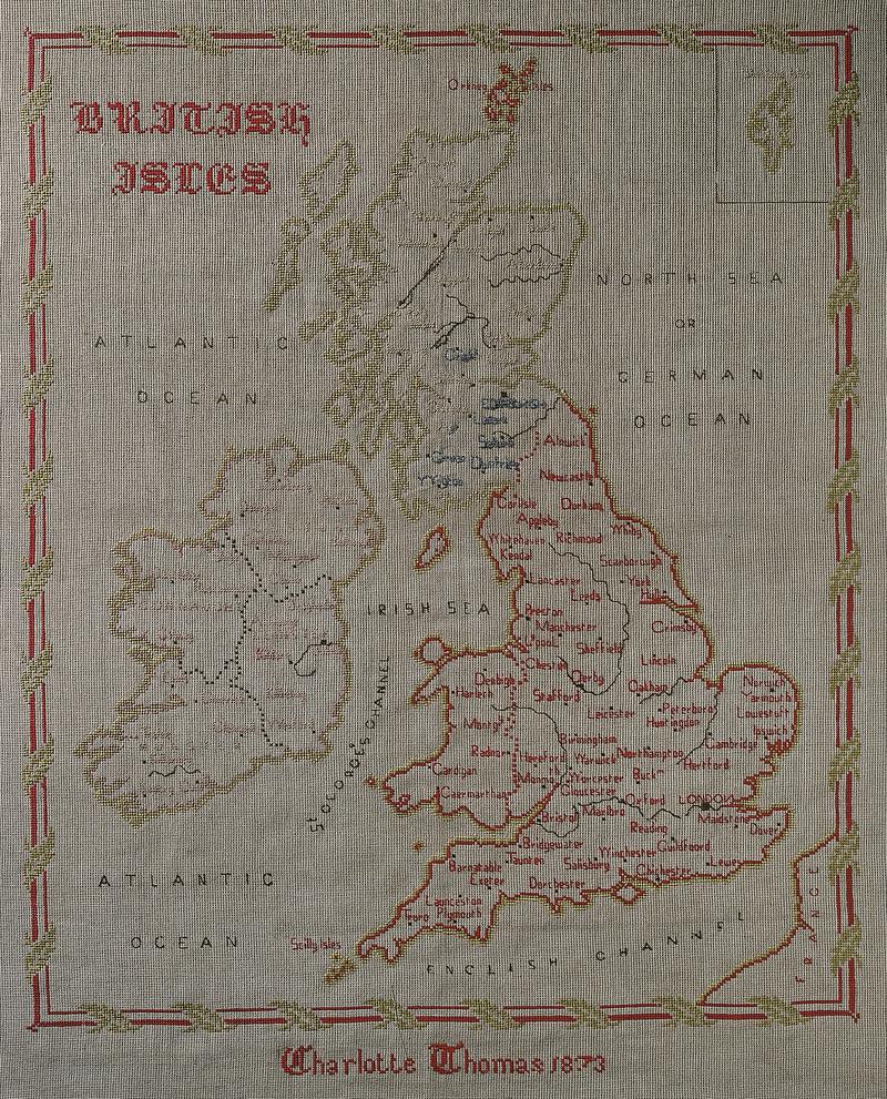 Sampler (map of British Isles), 1873