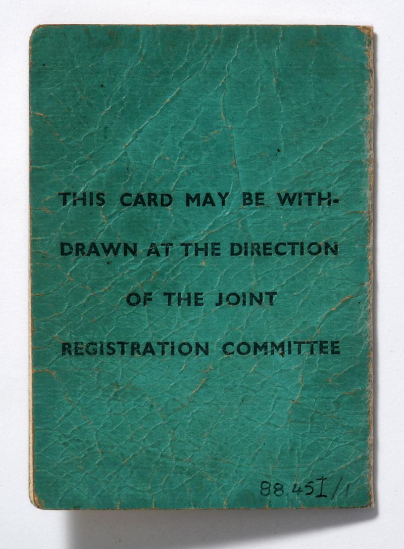 Back cover of Cardiff Docks Registration Card