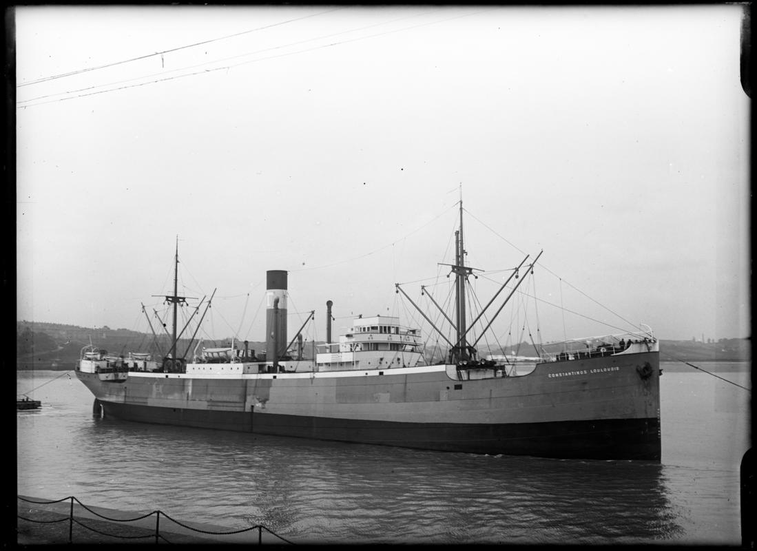 Three quarter Starboard bow view of S.S. CONSTANTINOS LOULOUDIS, c.1936.