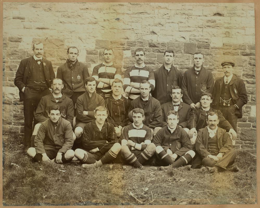 Photograph of Cardiff Rugby Football Club team about 1900.