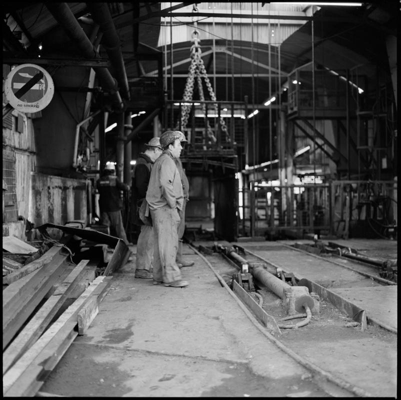 Black and white film negative showing the clean pit bank, Coegnant Colliery, 25 November 1981.  '25 Nov 1981' is transcribed from original negative bag.