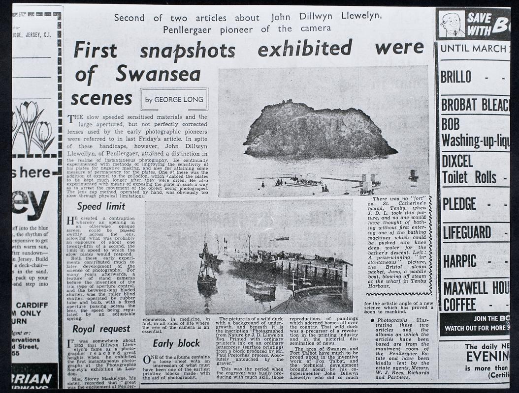 Newspaper cuttings, photograph