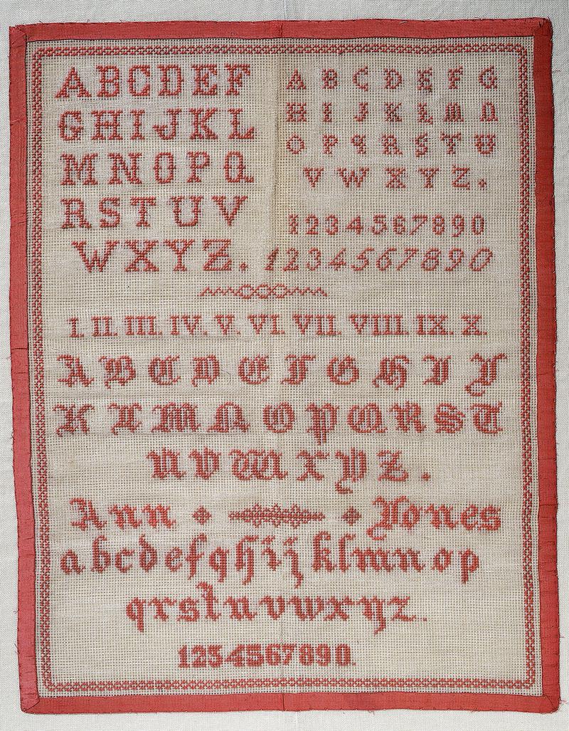 Sampler (alphabet), made in Felinheli (Port Dinorwig), c. 1880