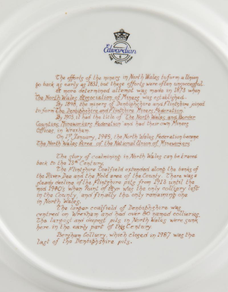 North Wales Area N.U.M., commemorative plate