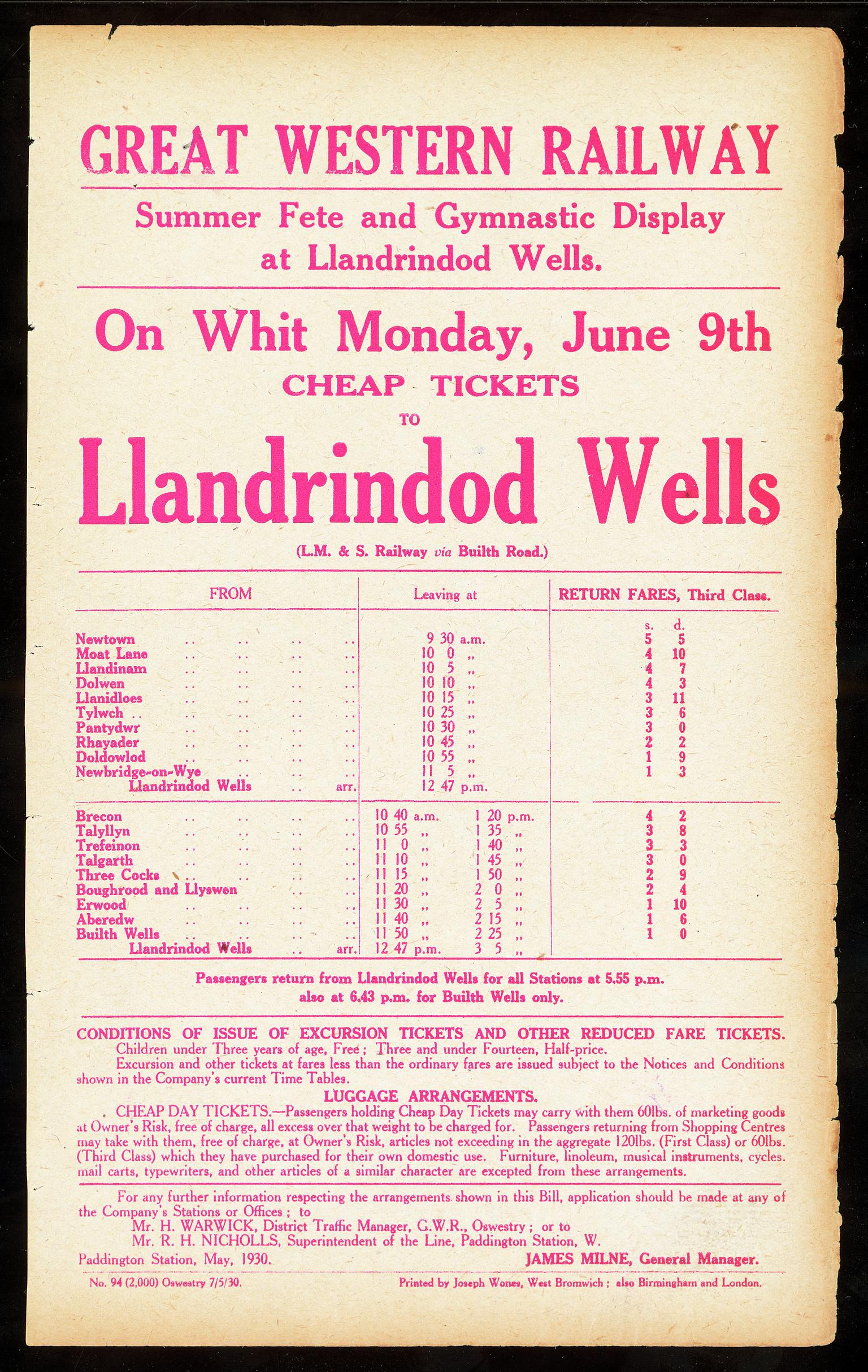 Great Western Railway, handbill