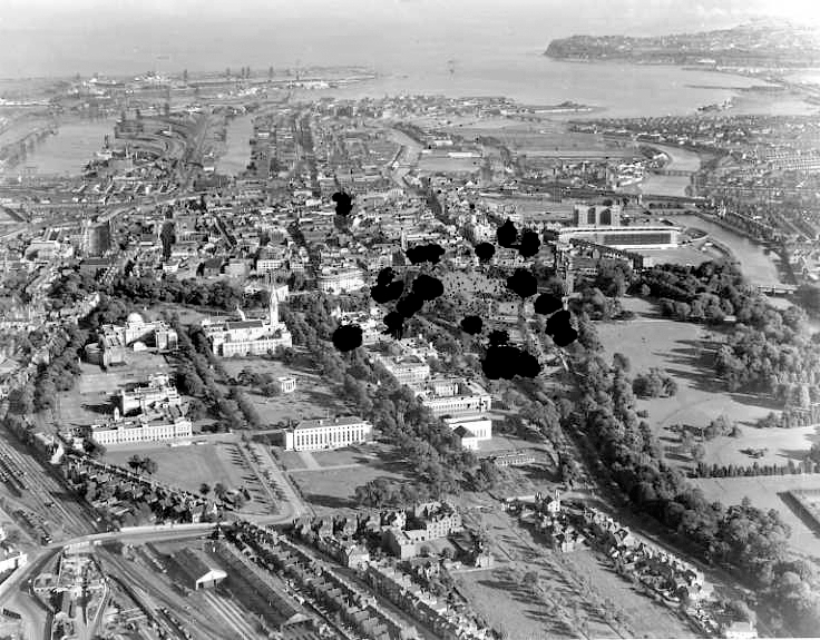 Aerial view of Cardiff city centre from the north