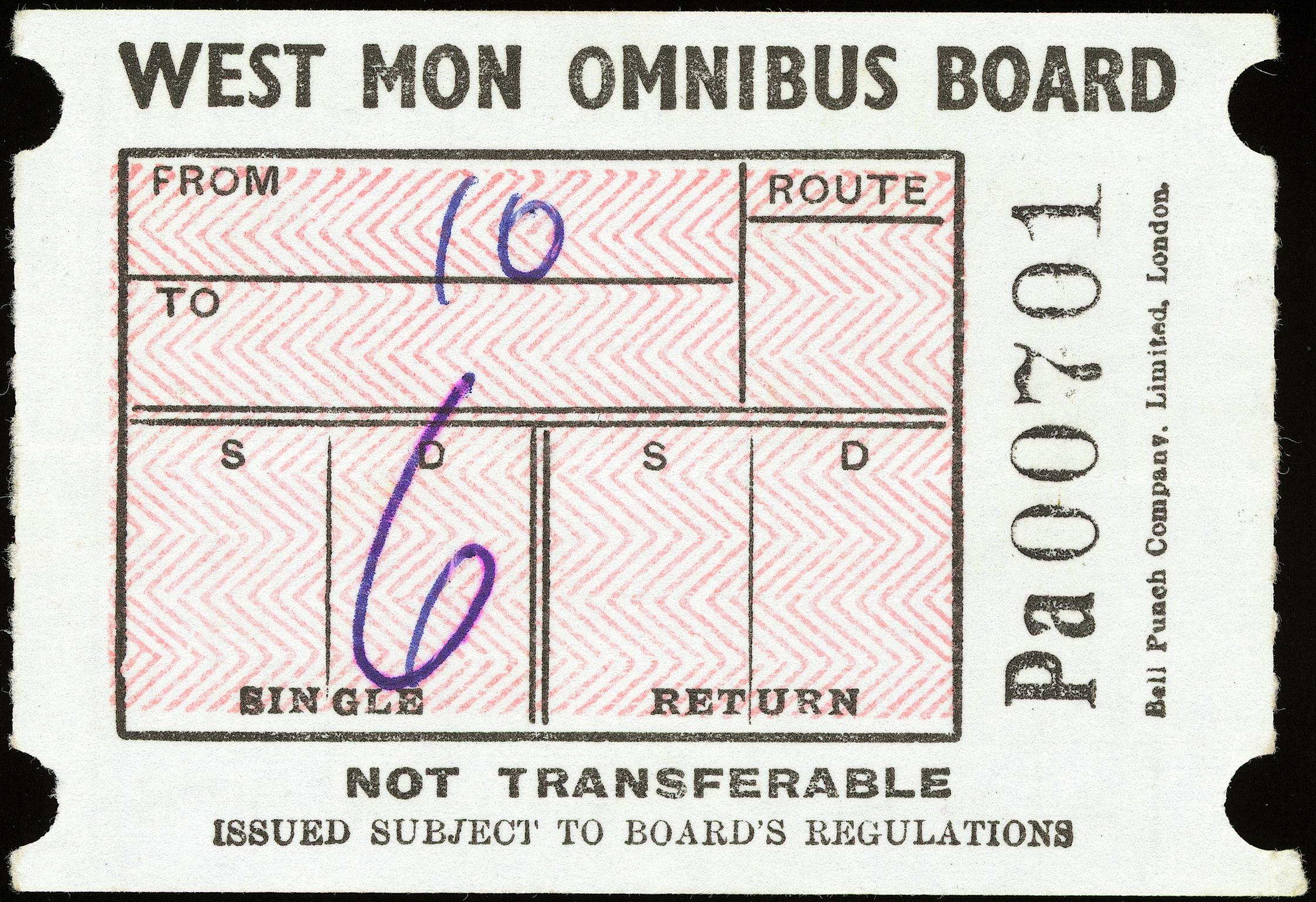 West Mon. Omnibus Board bus ticket