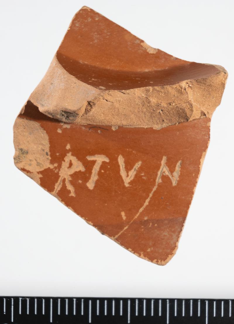 Roman samian bowl, with graffito