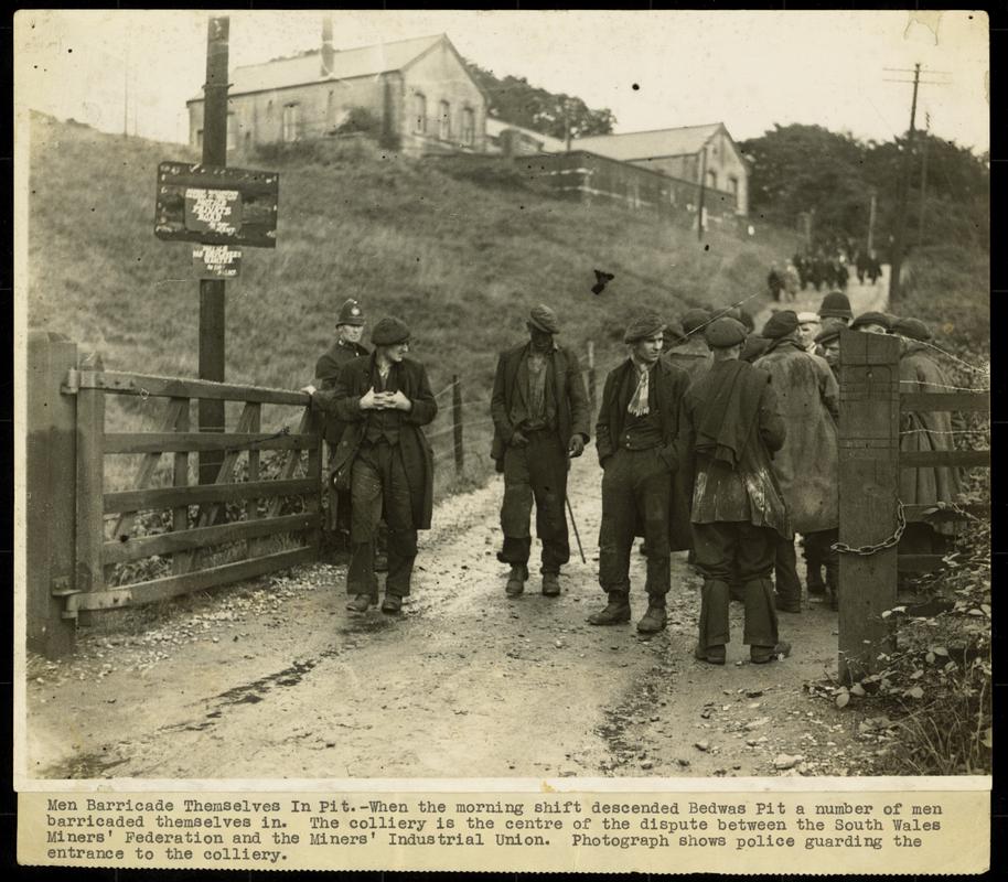 Bedwas Colliery 'stay down strike', 1936, photograph