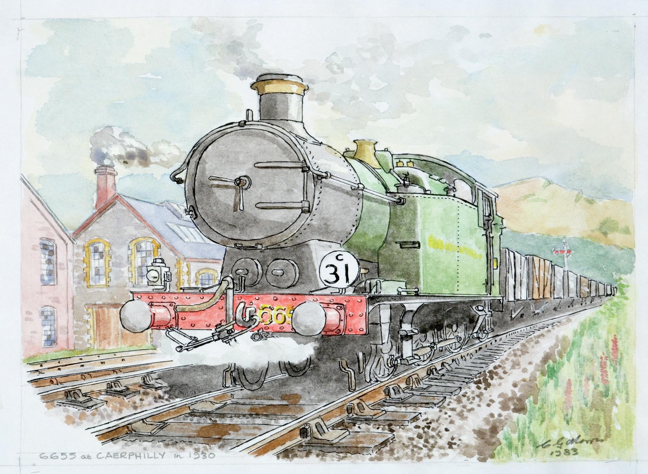 6655 at Caerphilly in 1930 (watercolour)