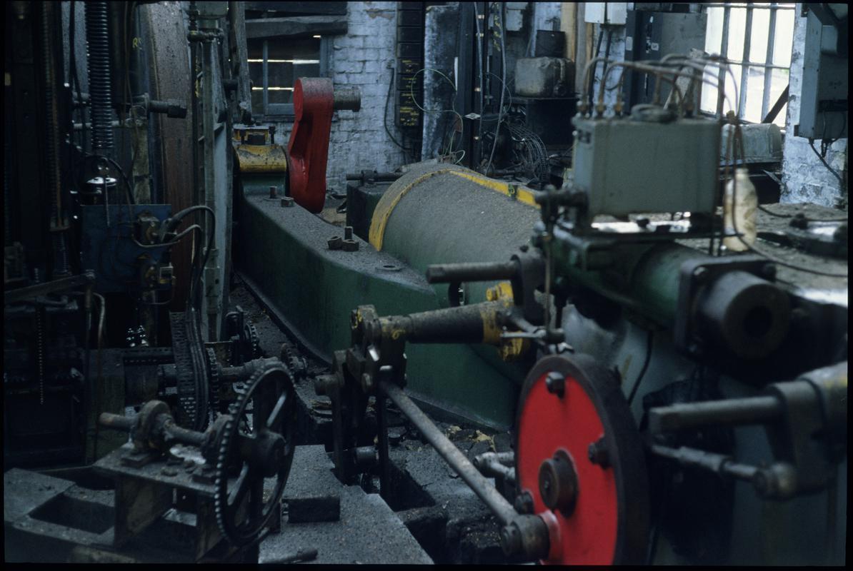 Colour film slide showing the Andrew Barclay winding engine, Morlais Colliery, 4 September 1982.