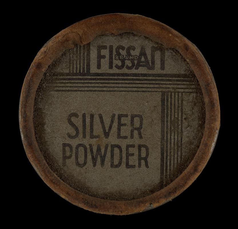 Cardboard box for Fissan Brand Silver Powder. 1960 (circa)
