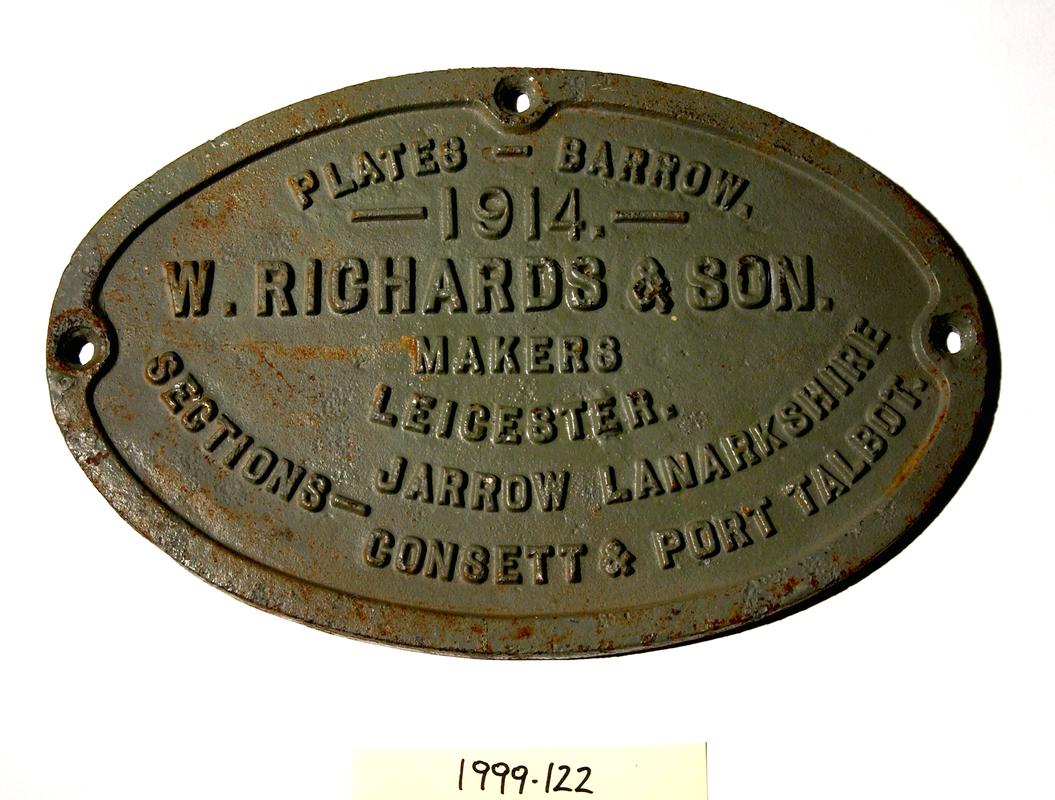 Makers Plate, W. Richards & Son, Leicester