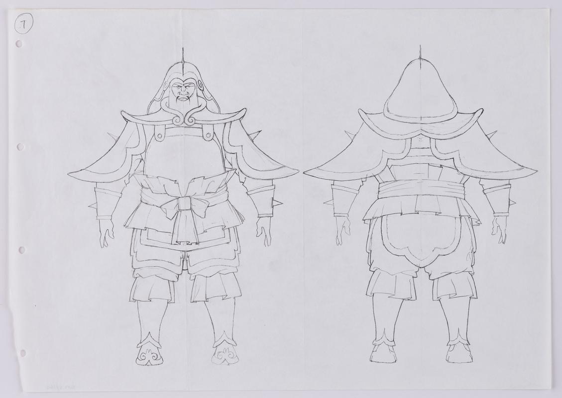 Turandot animation production sketch showing the character Imperial Guard.