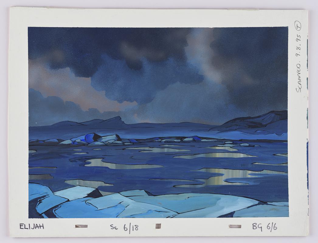 Background animation production artwork from episode Elijah in series 'Testament: The Bible in Animation'.