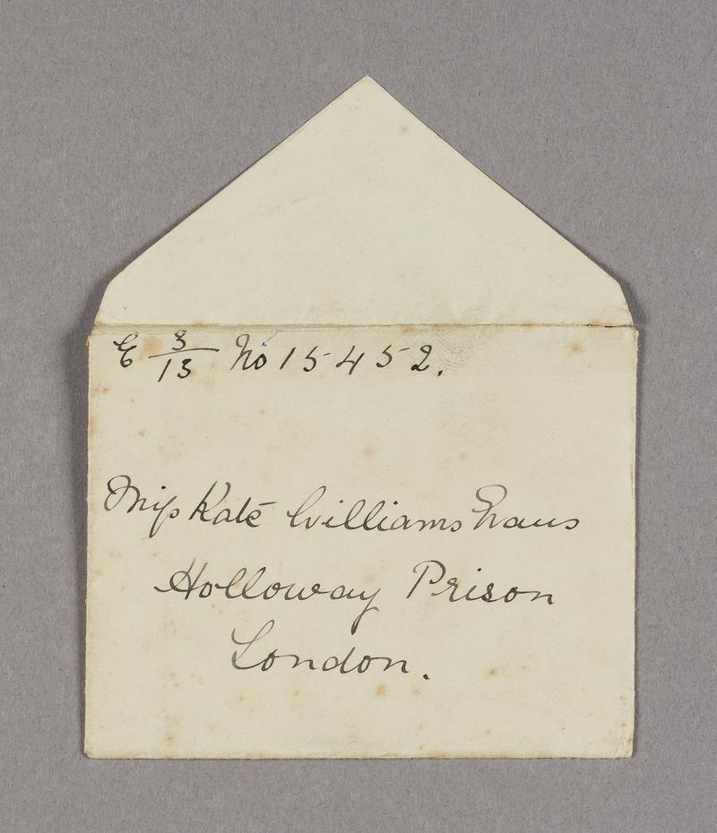 Envelope addressed to Kate Williams Evans in Holloway Prison, March/April 1912